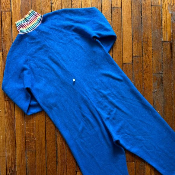 Vintage 60s/70s Talon Zipper Men Blue PRIDE Rainbow Stripe Full Pajama Onesie - Picture 8 of 8